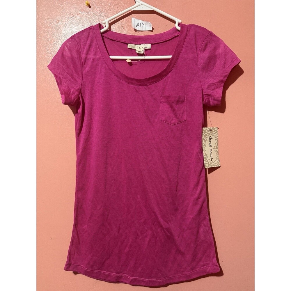 3/$15 Derek Heart Womens TShirt M Medium Pink Short Sleeve Tee Shirt Sheer New